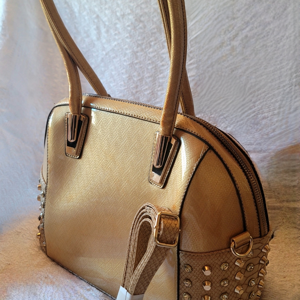 Elegant Gold Studded Handbag